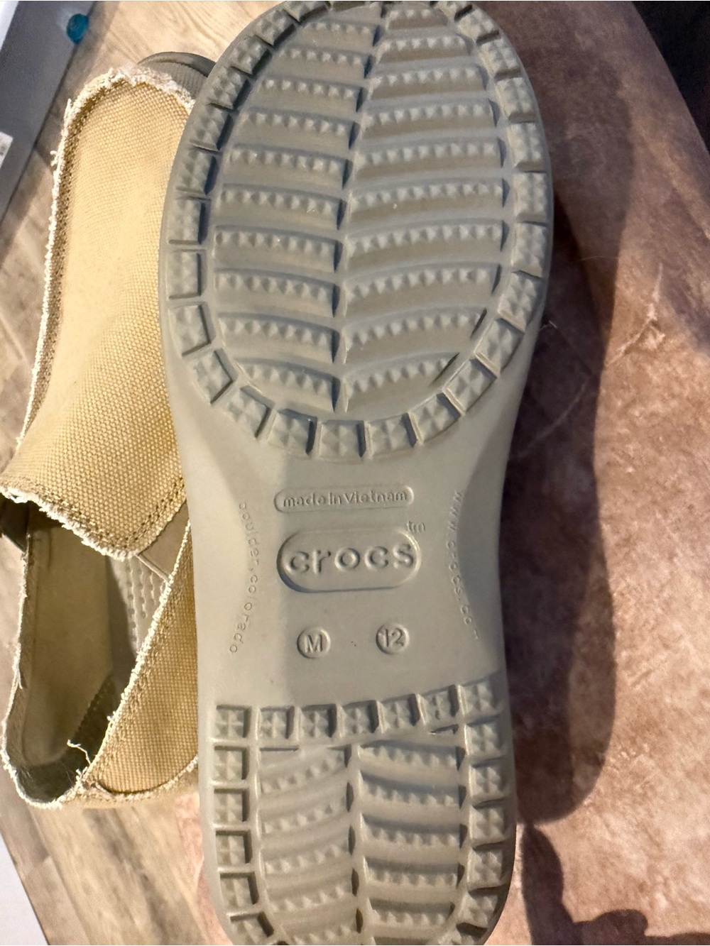 CROCS Men's Tan Canvas Slip-On Loafers - Picture 3 of 3